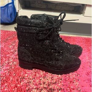 Black cheetah sparkly boots